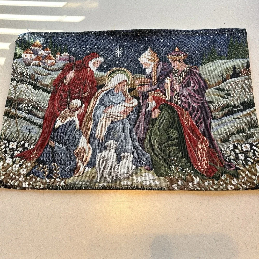 Nativity scene two piece‎ placemats Cloth 19x13. Christmas/ Christ / Bethlehem